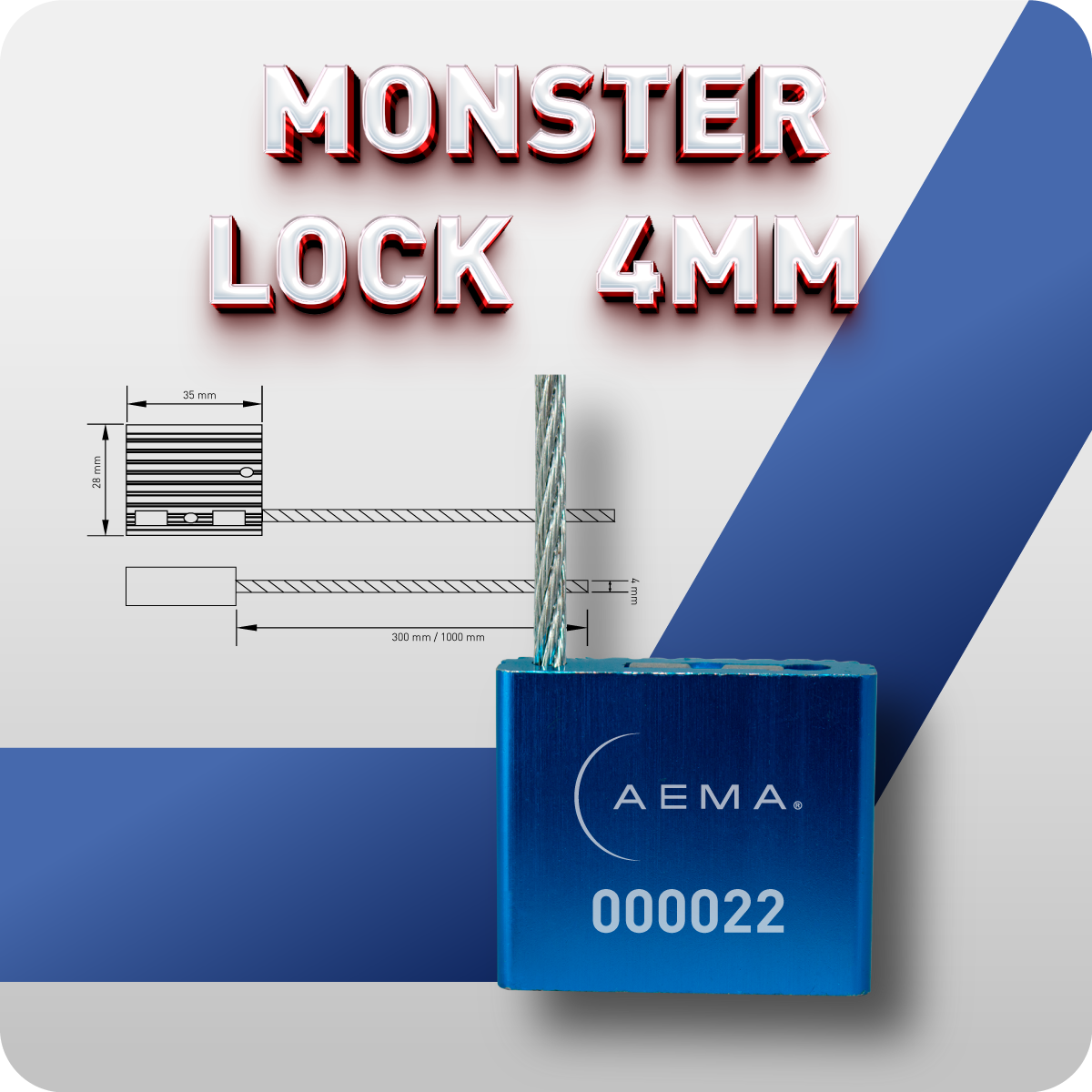 Monster Lock 4 mm | Sello de Cable 100 Pzas.