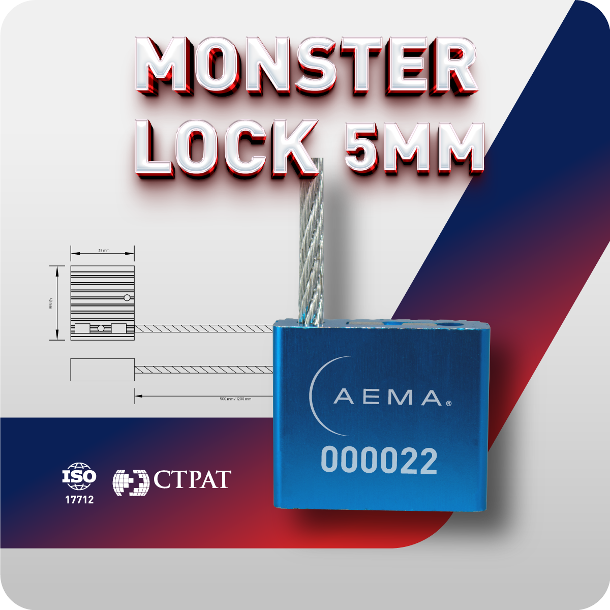 Sello de Seguridad de Cable | Monster Lock 5mm 100 Pzas.