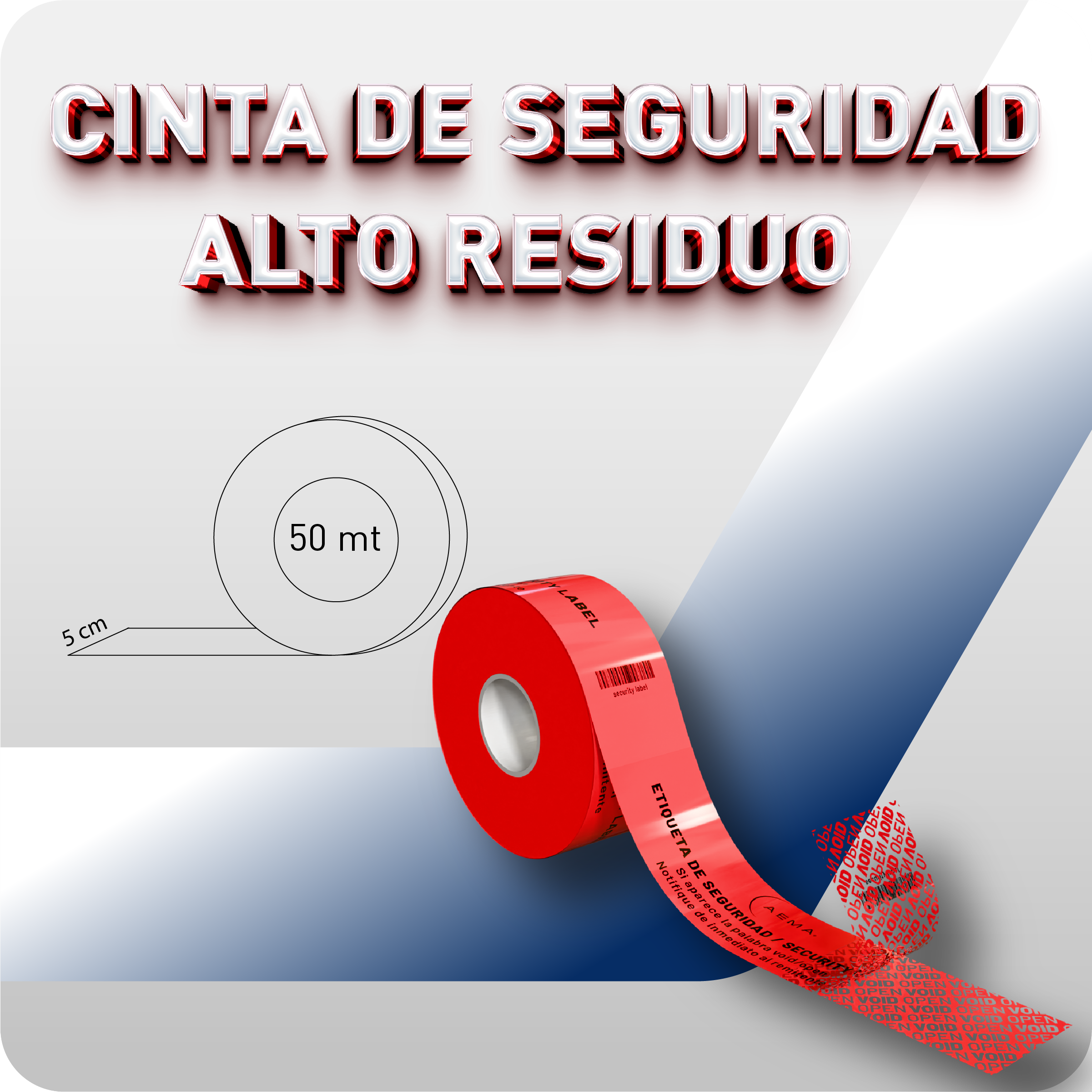 Cinta de Seguridad | Rollo 5cm x 50 mts | 5 Pzas.