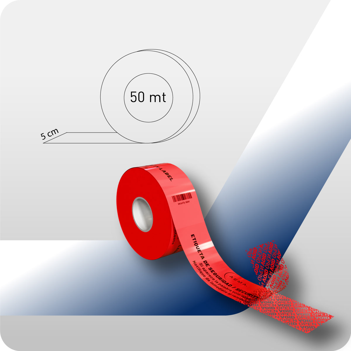 Cinta de Seguridad | Rollo 5cm x 50 mts | 5 Pzas.