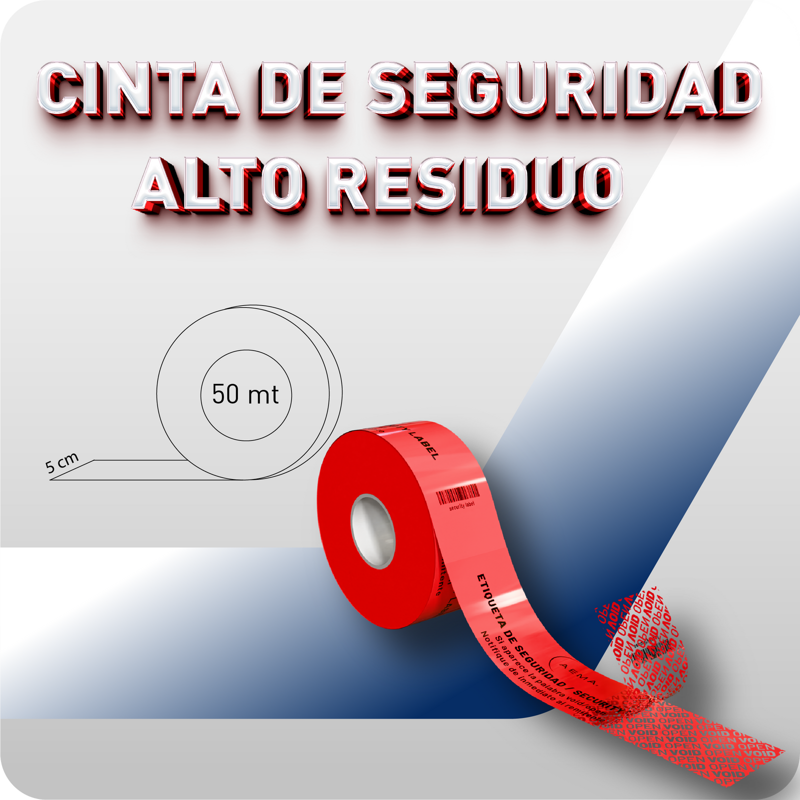 Cinta de Seguridad | Rollo 5cm x 50 mts | 5 Pzas.